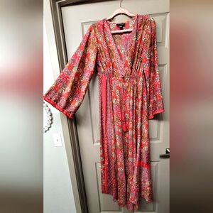 Bohemian print long sleeve maxi dress